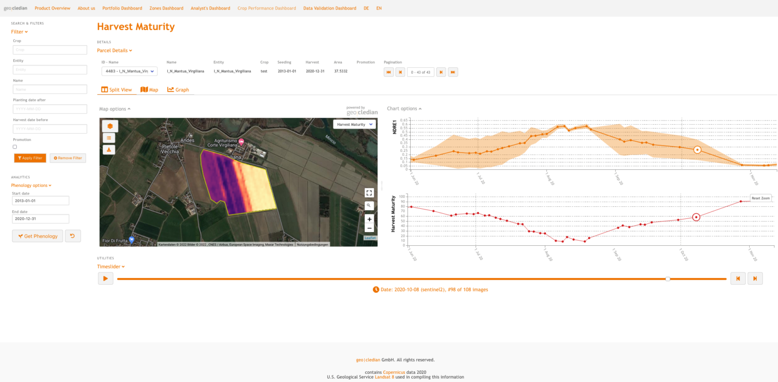 Harvest maturity & scheduling geocledian documentation